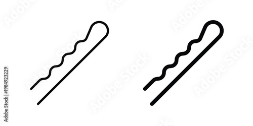Bobby pin icon and symbol. Vector icons set