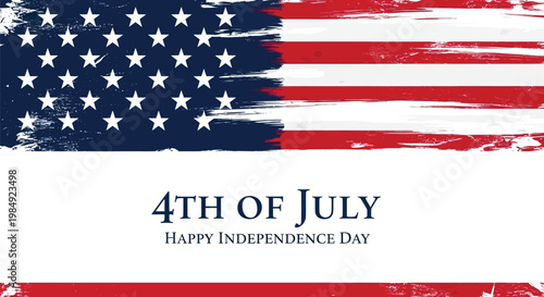 Patriotic american flag design with '4th of july' text for independence day celebrations