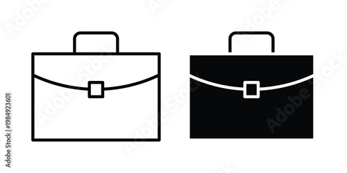 Briefcase icon and symbol. Vector icons set