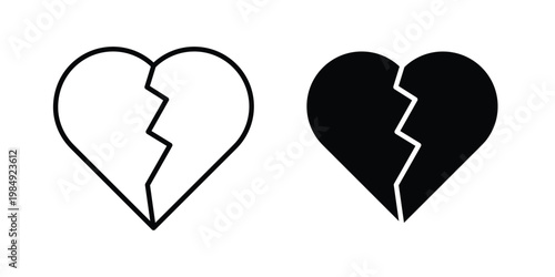 Broken heart icon and symbol. Vector icons set