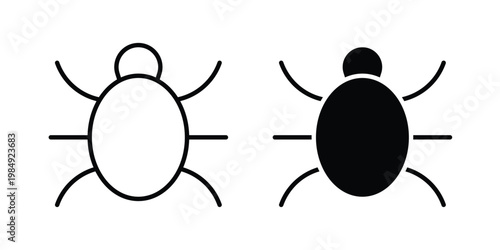 Bug icon and symbol. Vector icons set