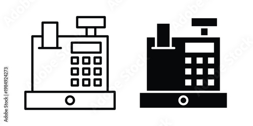 Cash register icon and symbol. Vector icons set