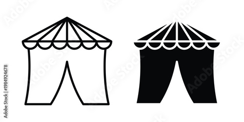 Circus tent icon and symbol. Vector icons set