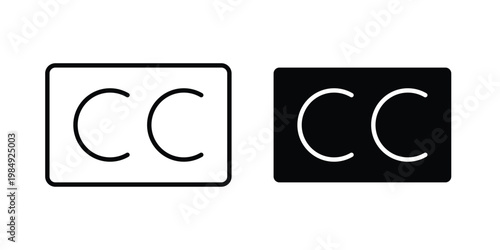 Closed caption icon and symbol. Vector icons set