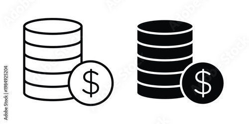 Coins icon and symbol. Vector icons set