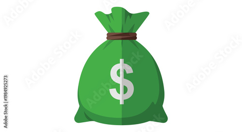 A vibrant green bag filled with money displaying a prominent dollar sign captured as a striking silhouette high quality professional detailed