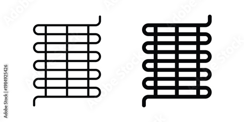 Condenser coil icon and symbol. Vector icons set