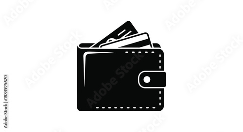 A black silhouette depicts an open wallet containing cards and cash symbolizing finance and personal belongings silhouette high quality professional detailed