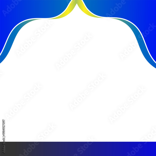 Islamic White Blue Header Background, Blue Gold Wave Border Certificate Banner Vector