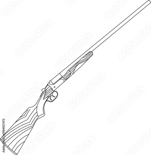 Vector drawing of a break action shotgun. shotgun drawing side view. Shotgun on a white background.