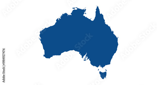 Dark blue map of australia showcasing the country s distinct landmass silhouette