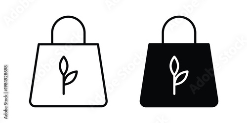 Eco bag icon and symbol. Vector icons set