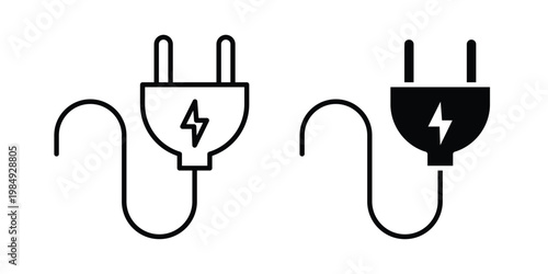 Electric plug icon and symbol. Vector icons set