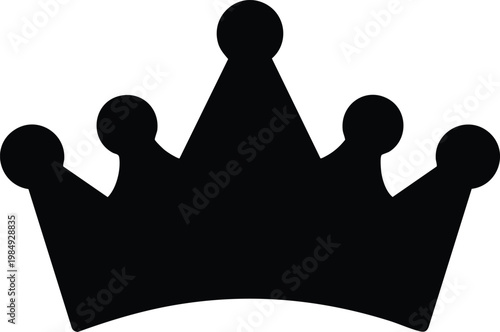 Black crown silhouette with rounded tips and jewels royal