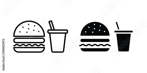 Fast food icon and symbol. Vector icons set