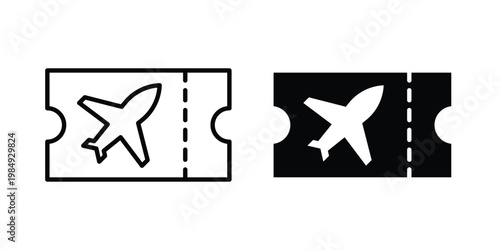 Flight tickets icon and symbol. Vector icons set