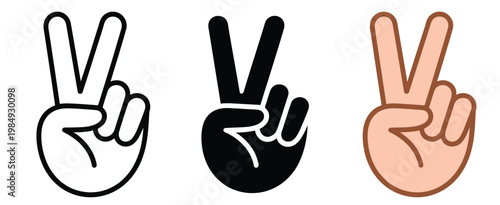 Crossed fingers icon set illustration, diverse outline silhouette and color styles representing luck hope and wish gesture design.