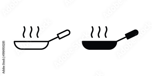 Frying pan icon and symbol. Vector icons set