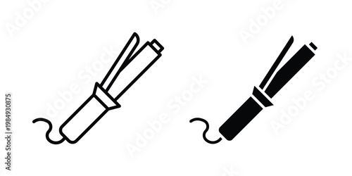 Hair curler icon and symbol. Vector icons set