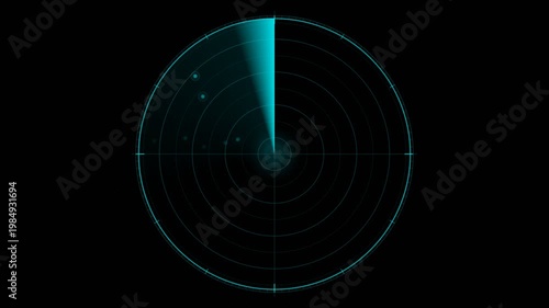 Blue Modular Digital Radar Sweep HUD Animation Seamless Loop 4K