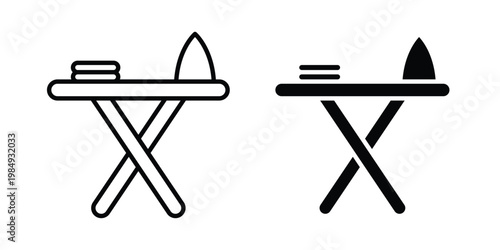 Ironing board icon and symbol. Vector icons set