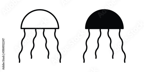 Jellyfish icon and symbol. Vector icons set