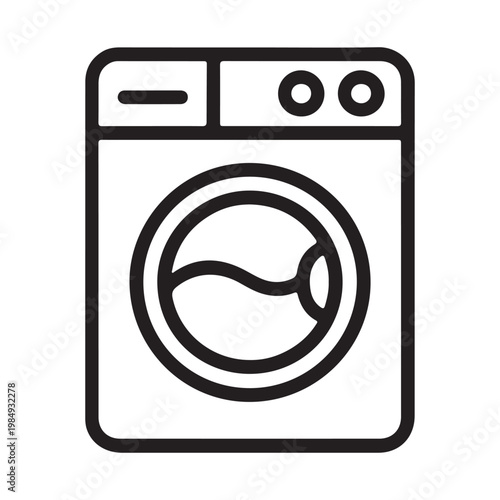 Hand Drawn Washing Machine Icon Minimal Laundry Line Art Vector