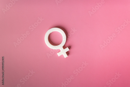 Symbol of Woman on Pink Background: Icon of Equality and Equity