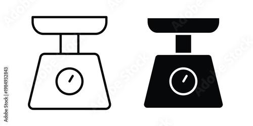 Kitchen scales icon and symbol. Vector icons set
