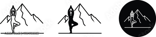 Silhouette of a person performing a yoga pose against a white background