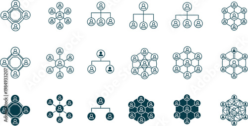 Organizational structure chart showing hierarchy and team connections in business.