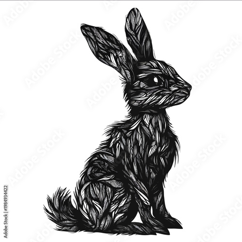 black silhouette lagomorph on a white backgrounk vector