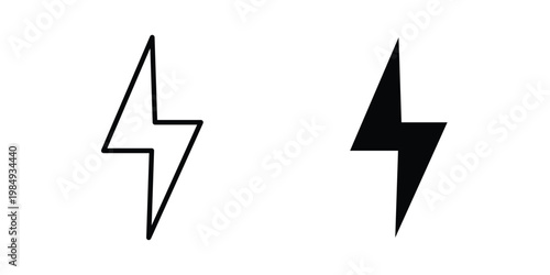 Lightning icon and symbol. Vector icons set