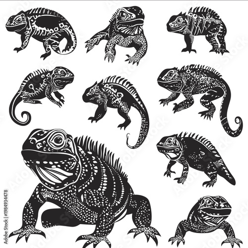 black silhouette reptile on a white backgrounk vector