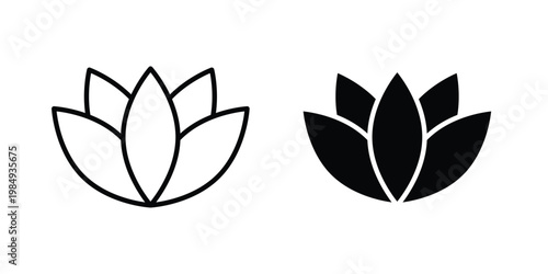 Lotus icon and symbol. Vector icons set