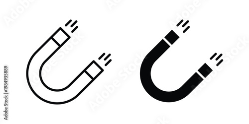 Magnet icon and symbol. Vector icons set