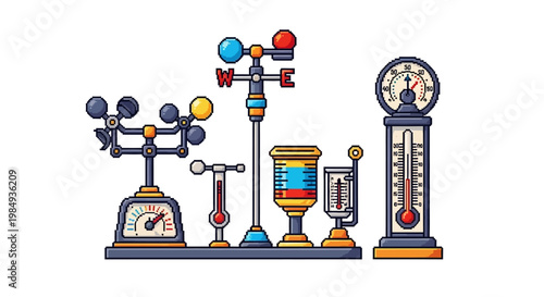Collection of Weather Measuring Instruments Displayed Together.