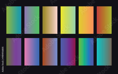 Canvas Print Vibrant gradient color palette, a collection of 12 modern abstract color transit