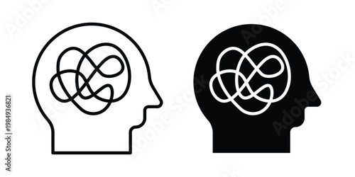 Mental disorder icon and symbol. Vector icons set