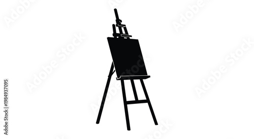 A black silhouette of an artist s easel standing prominently on display silhouette