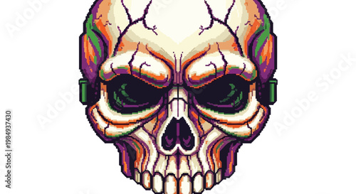 Detailed Illustration of a Stylized Human Skull.