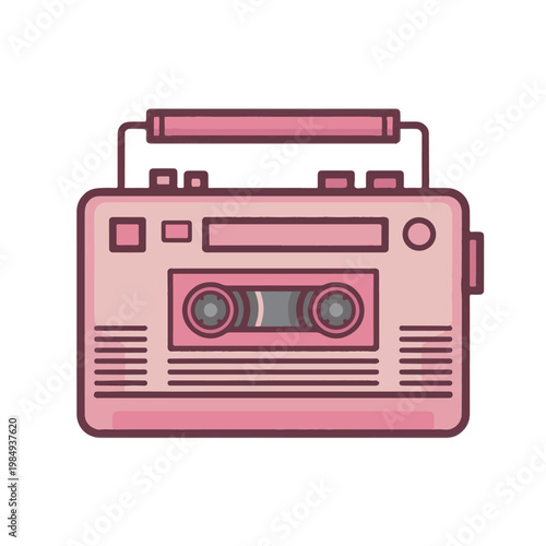 Retro Cassette Player Boombox Vector Illustration – Vintage Audio Device