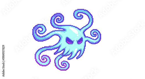 Ethereal Blue Ghost Creature with Swirling Tentacles.