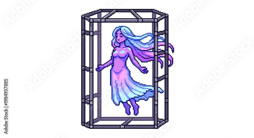 Ethereal Woman Trapped in Futuristic Containment Unit.