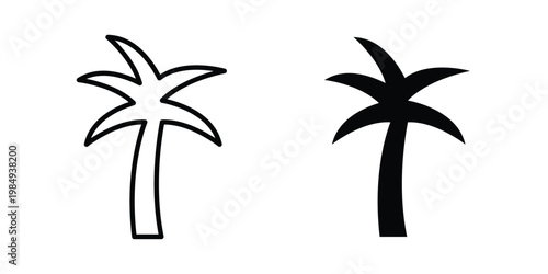 Palm tree icon and symbol. Vector icons set