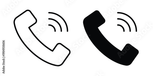 Phone call icon and symbol. Vector icons set