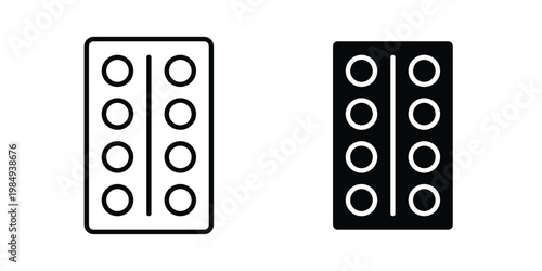 Pill blister and symbol. Vector icons seticon and symbol. Vector icons set