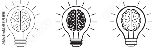 Creative Brain Idea Light Bulb Symbol Concept Graphics