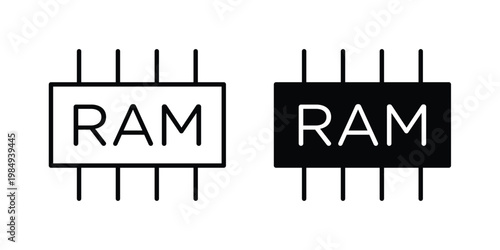 Ram memory icon and symbol. Vector icons set