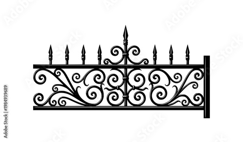 Wrought iron fence vector ornate scroll gate finial decorative design